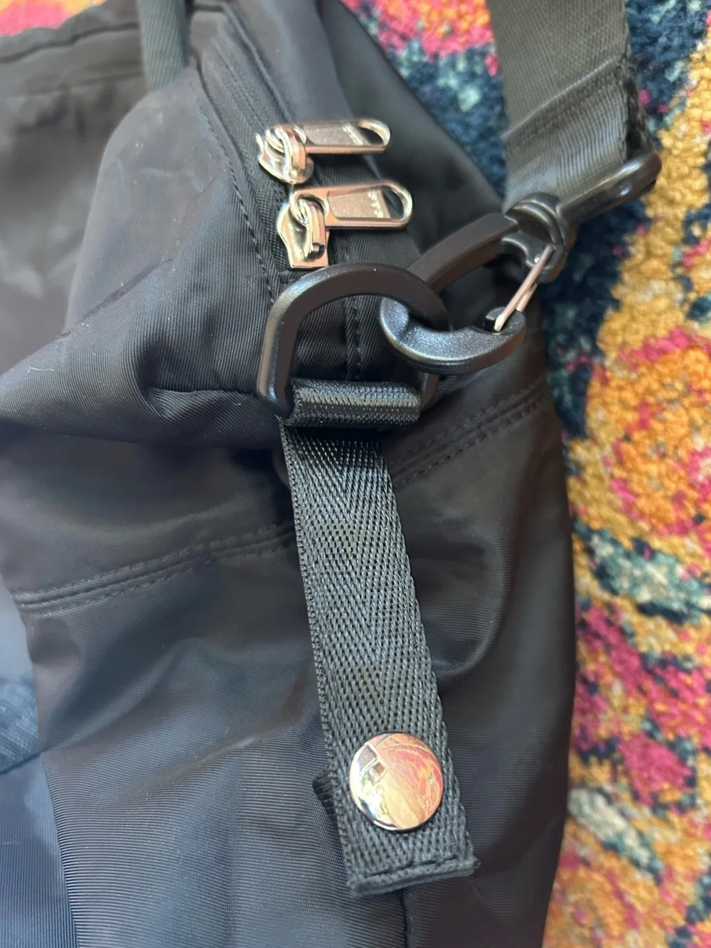 Floless Workshop | Unisex Black Travel Duffel Tote Bag Crossbody/Shoulder Straps